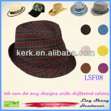 LSF08 Ningbo Lingshang 2014 Wholesale Short Brim Cotton Fedora custom bucket hat